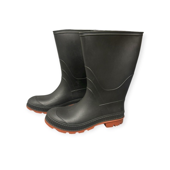 Other - Kids Black Rubber Rain Boots with Orange Sole